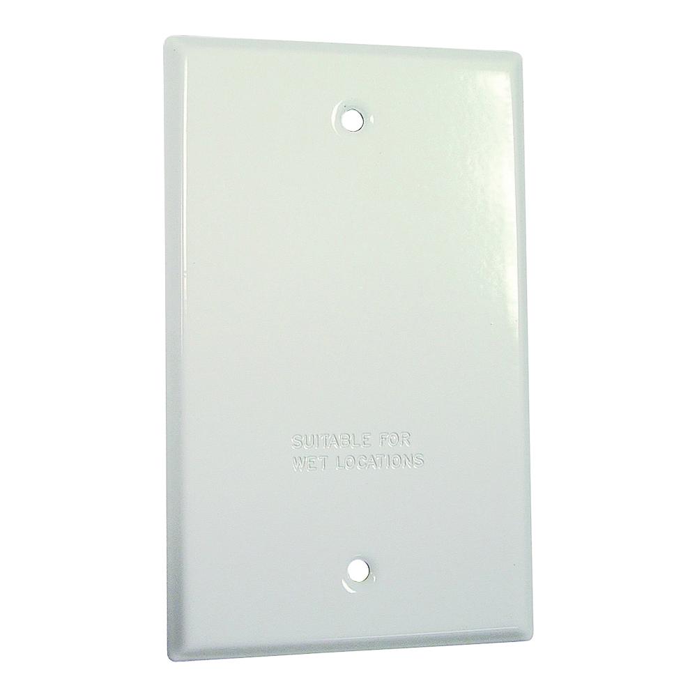 5173-6 Cover, Blank, Flat, 4-17/32 in L, 2-25/32 in W, 1-Gang, Metal, White, Powder-Coated, 12/CD