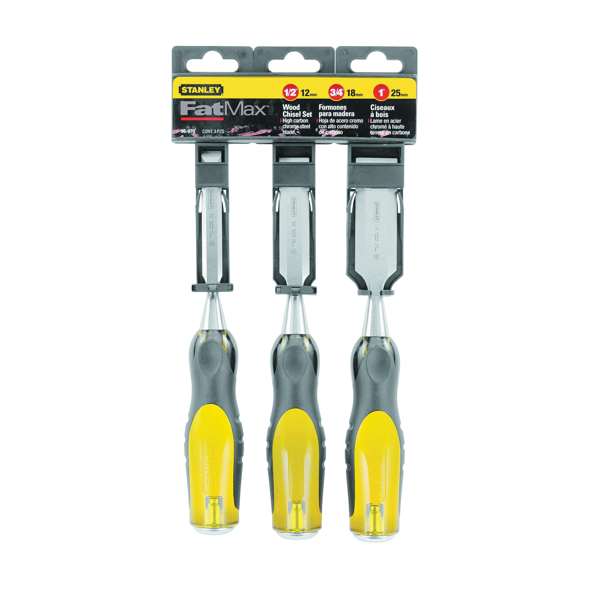 Fatmax Thru-Tang 16-970 Chisel Set, 3-Piece, Yellow