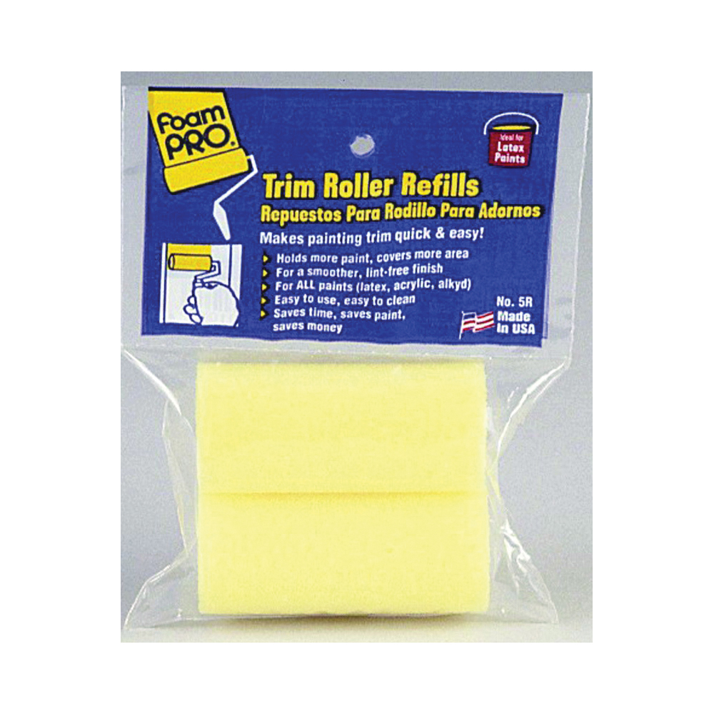 5R Trim Roller Refill, 1-3/8 in Thick Nap, 3 in L, Foam Cover