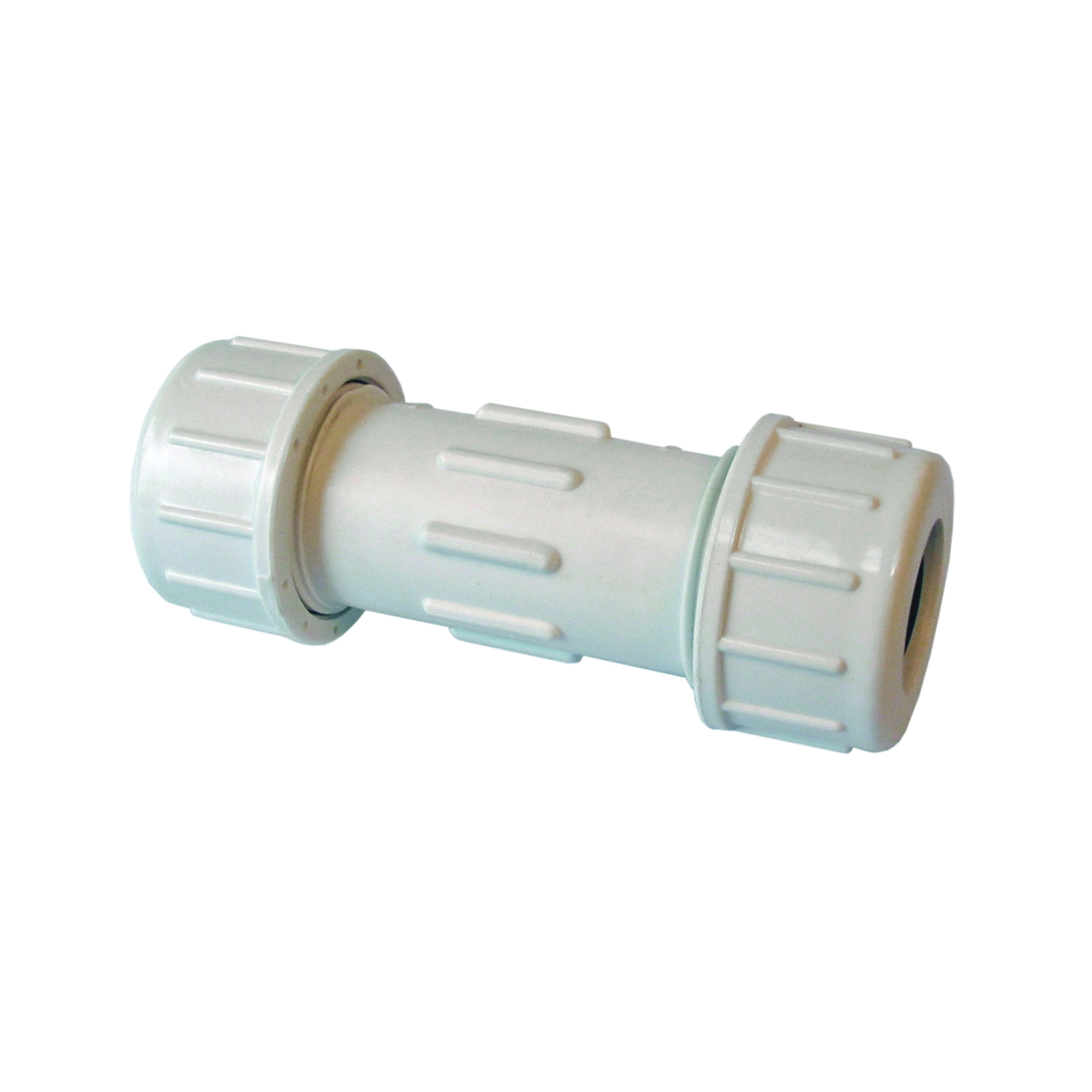 P600U 3/4 Pipe Coupling, 3/4 in, Compression, PVC, White, SCH 40 Schedule, 150 psi Pressure