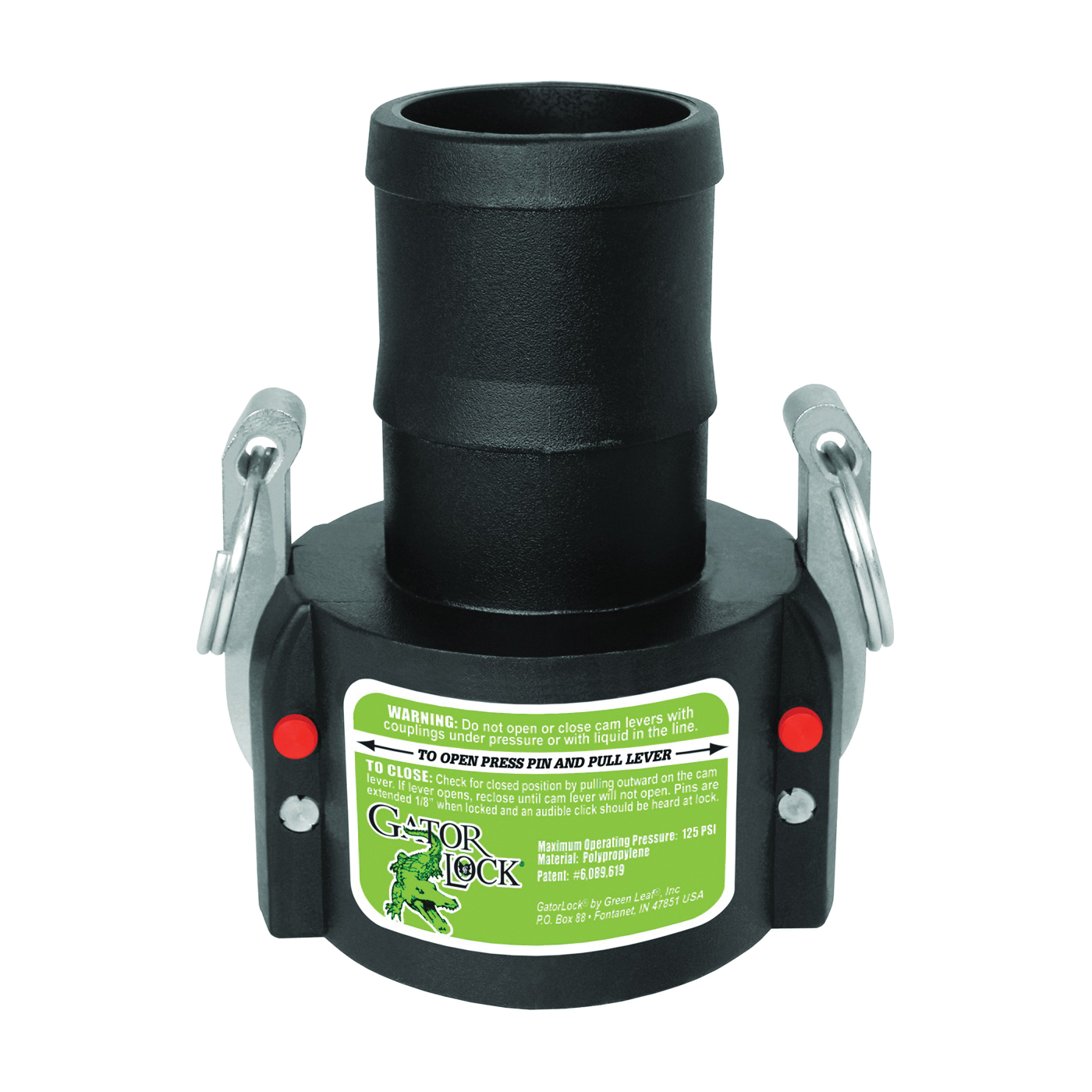 C Series GLP150C Cam Lever Coupling, 1-1/2 in, Female x Hose Barbed, Glass Filled Polypropylene