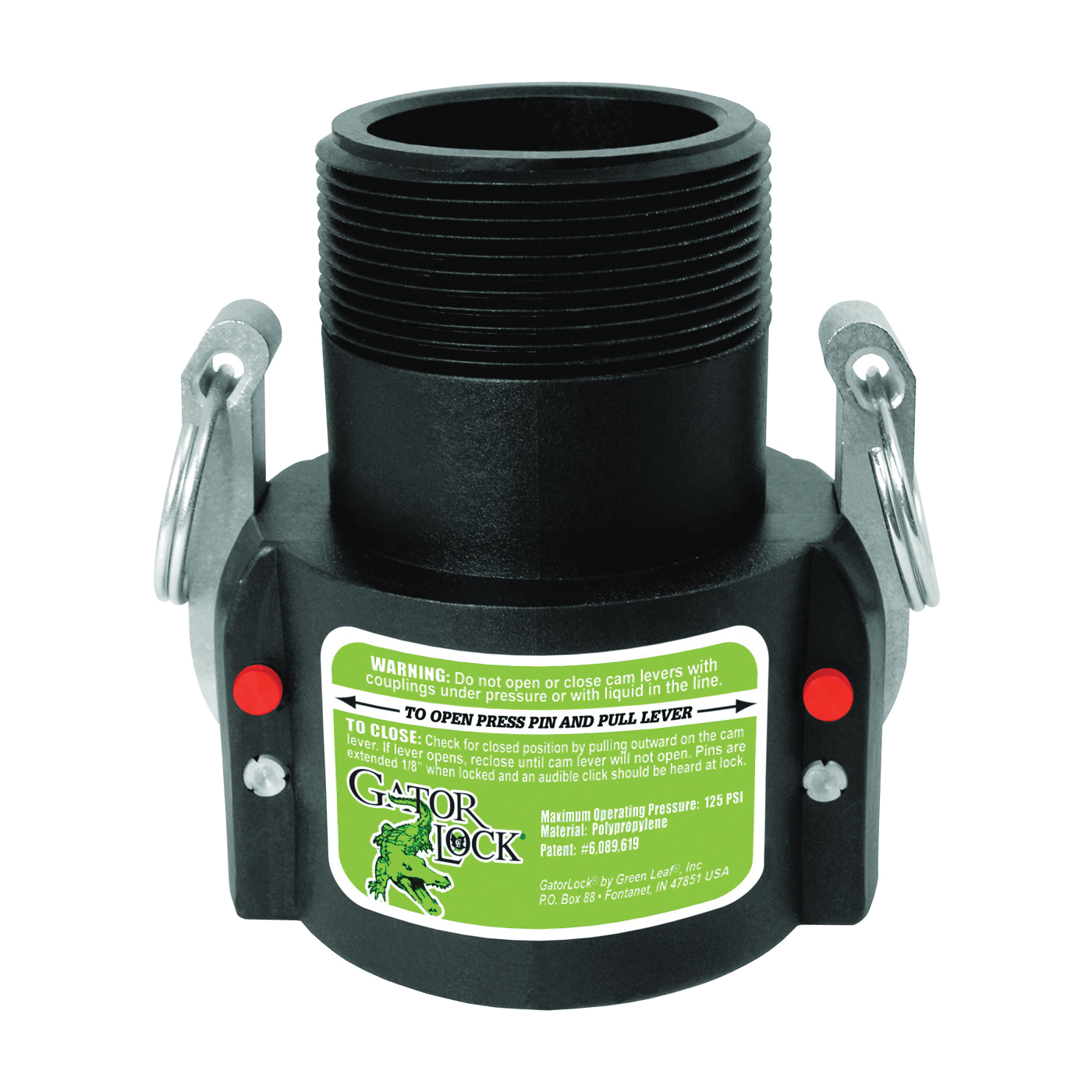 B Series GLP200B Cam Lever Coupling, 2 in, Female x MNPT, Glass Filled Polypropylene