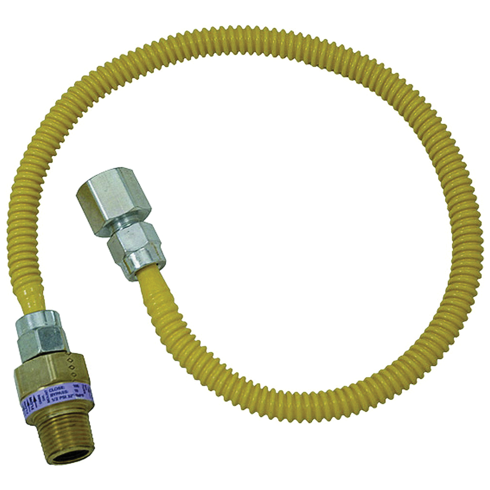 ProCoat Series CSSL54-12 Gas Connector, 1/2 in, MIP x FIP, Stainless Steel, Polymer-Coated, 12 in L
