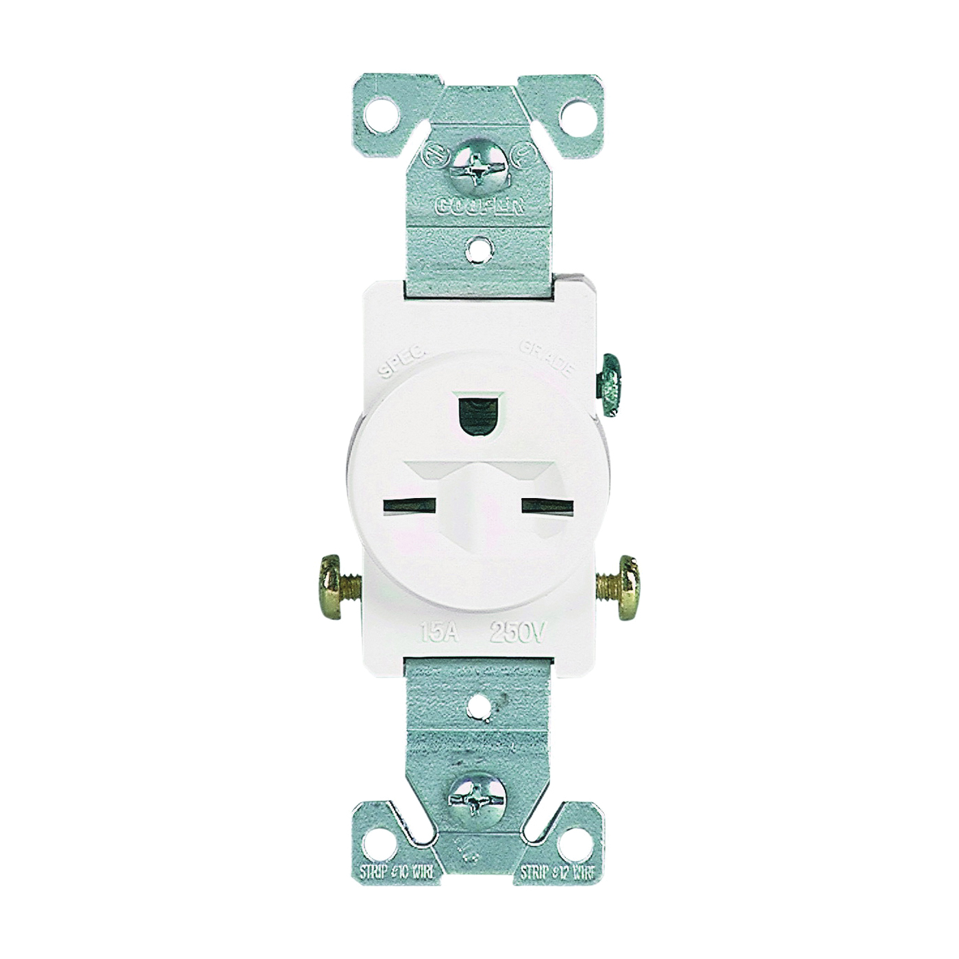 816W-BOX Single Receptacle, 2-Pole, 250 V, 15 A, Side Wiring, NEMA: NEMA 6-15R, White