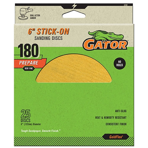 GoldFlex 3242 Sanding Disc, 6 in Dia, Coated, 180 Grit, Very Fine, Aluminum Oxide Abrasive, Paper Backing