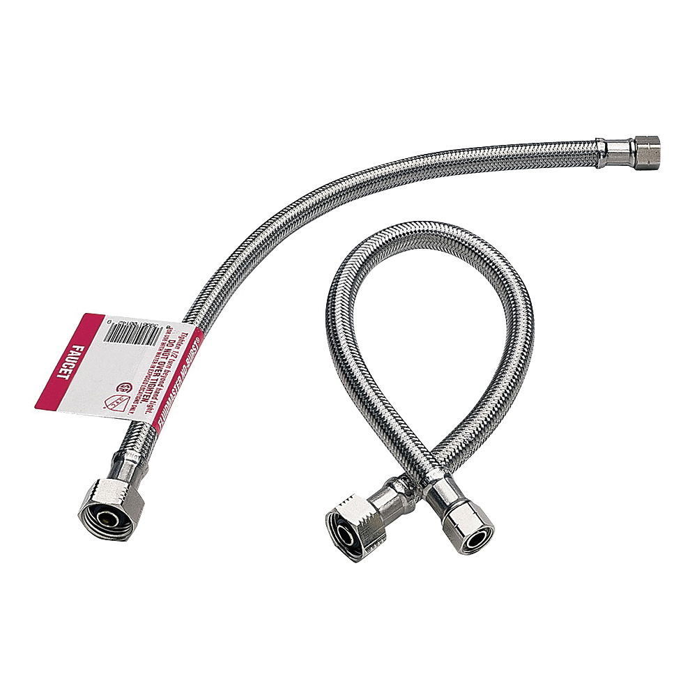 1F36 Water Supply Connector, 3/8 x 1/2 in, Compression x FIP, Polymer/Stainless Steel 36 in L