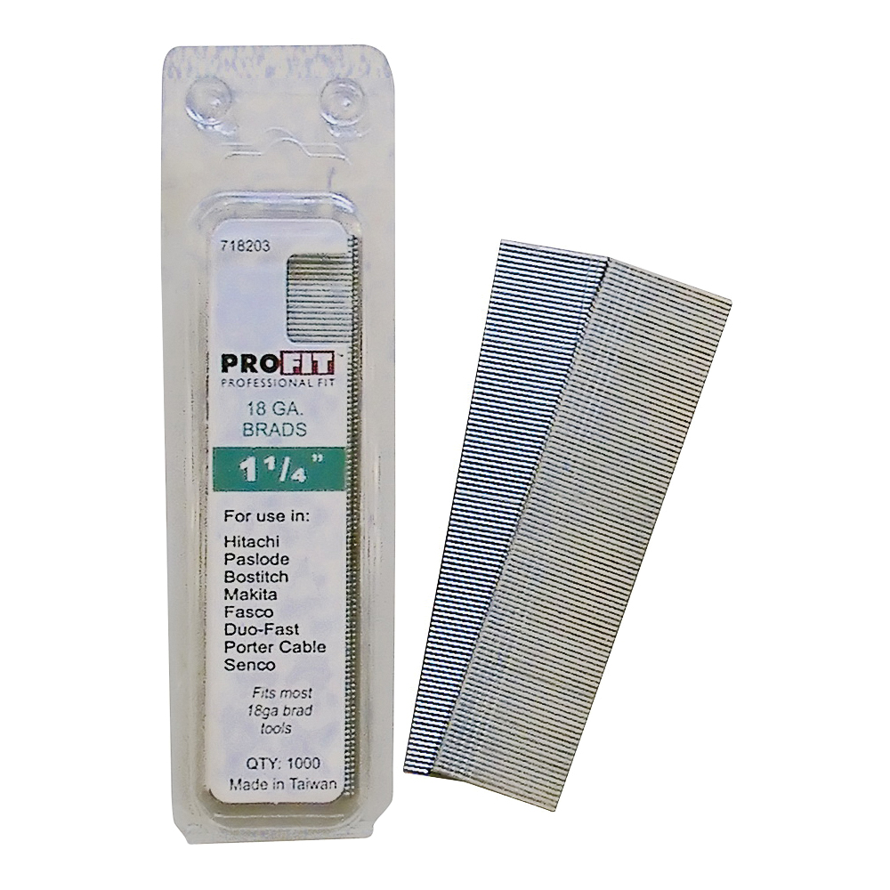 0718203 Series Finish Nail, Glue Collation, 1-1/4 in L, 18 Gauge, Steel, Electro-Galvanized, Brad Head, 1,000 Count