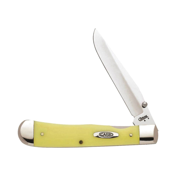 Case XX 00111 Folding Pocket Knife, 3-1/4 in L Blade, Vanadium Steel Blade, 1-Blade, Yellow Handle