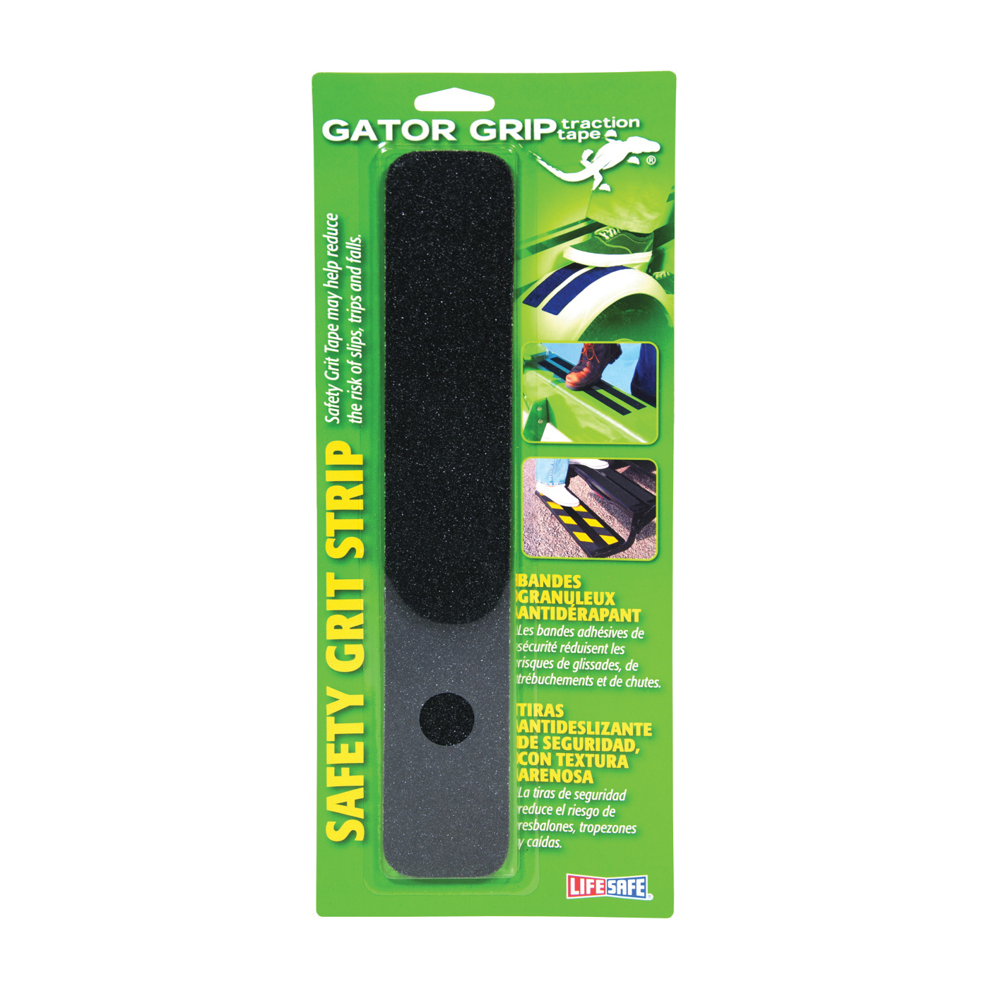 Gator Grip RE624BL Safety Grit Tape, 12 in L, 2 in W, PVC Backing, Black