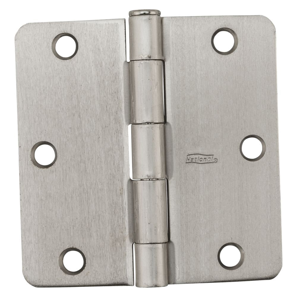 N830-245 Door Hinge, 1/4 in Corner Radius, 3-1/2 in H Frame Leaf, Steel, Satin Nickel, Non-Rising, Removable Pin, 50 lb