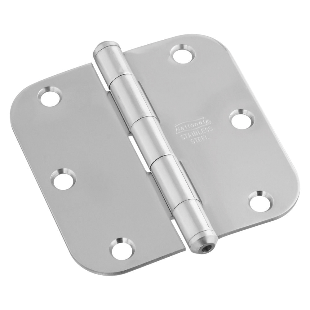 N830-269 Door Hinge, 5/8 in Corner Radius, 3-1/2 in H Frame Leaf, Stainless Steel, Zinc, Non-Rising, Full-Mortise, 55 lb