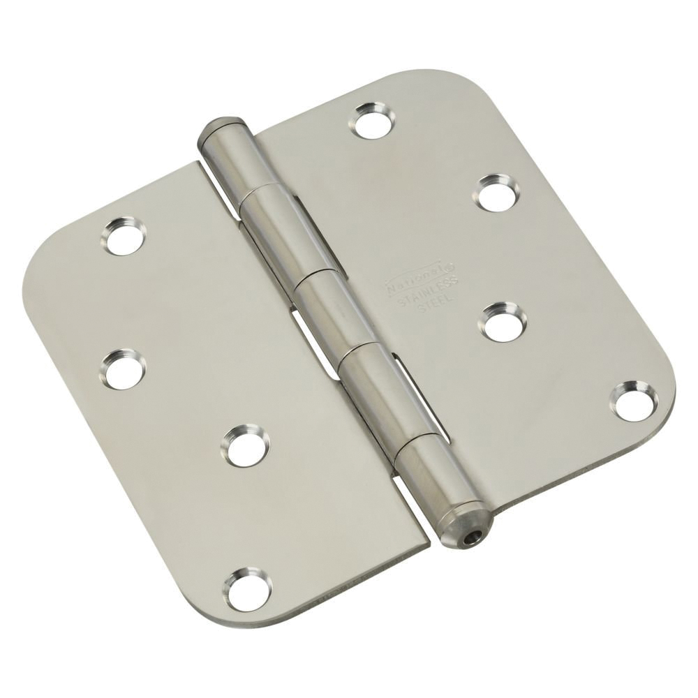 N830-270 Door Hinge, 5/8 in Corner Radius, 4 in H Frame Leaf, Stainless Steel, Zinc, Non-Rising, Full-Mortise, 55 lb