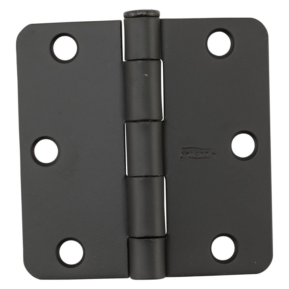 N830-202 Door Hinge, 1/4 in Corner Radius, 3 in H Frame Leaf, Cold Rolled Steel, Oil-Rubbed Bronze, Non-Rising, Full-Mortise, 50 lb