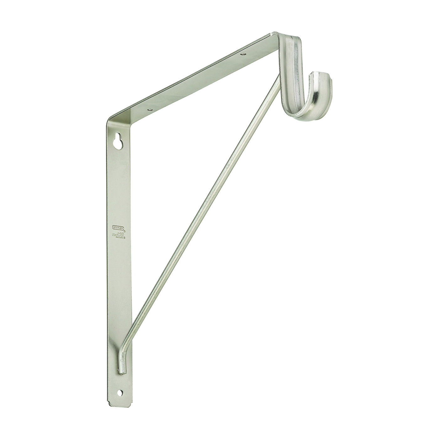 S822-093 Shelf and Rod Bracket, 125 lb, Steel, Satin Nickel