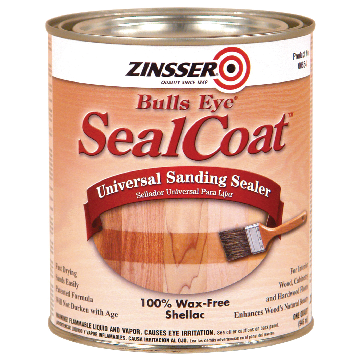 Zinsser 00854 Sanding Sealer, Amber, Liquid, 1 qt, Can