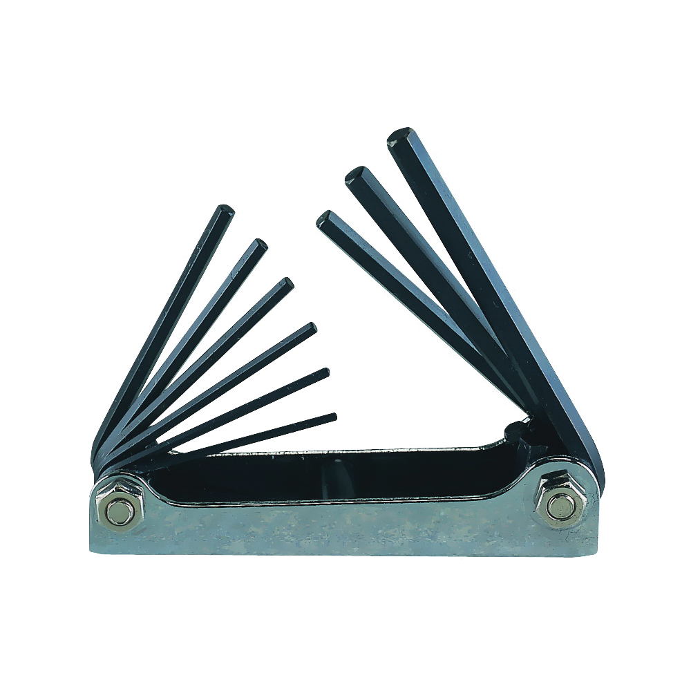 TW-001-45M Fold-Up Hex Key Set, 9-Piece, Chrome Vanadium Steel, Black