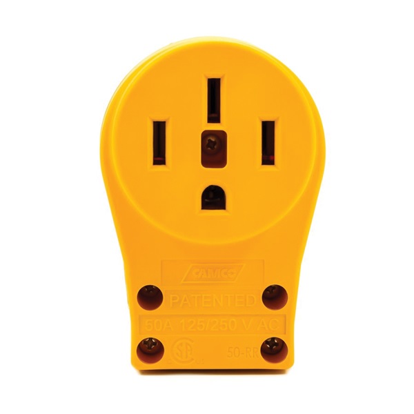CAMCO 55353 Replacement Receptacle, 125/250 V, 50 A, Female Contact, Yellow - 2