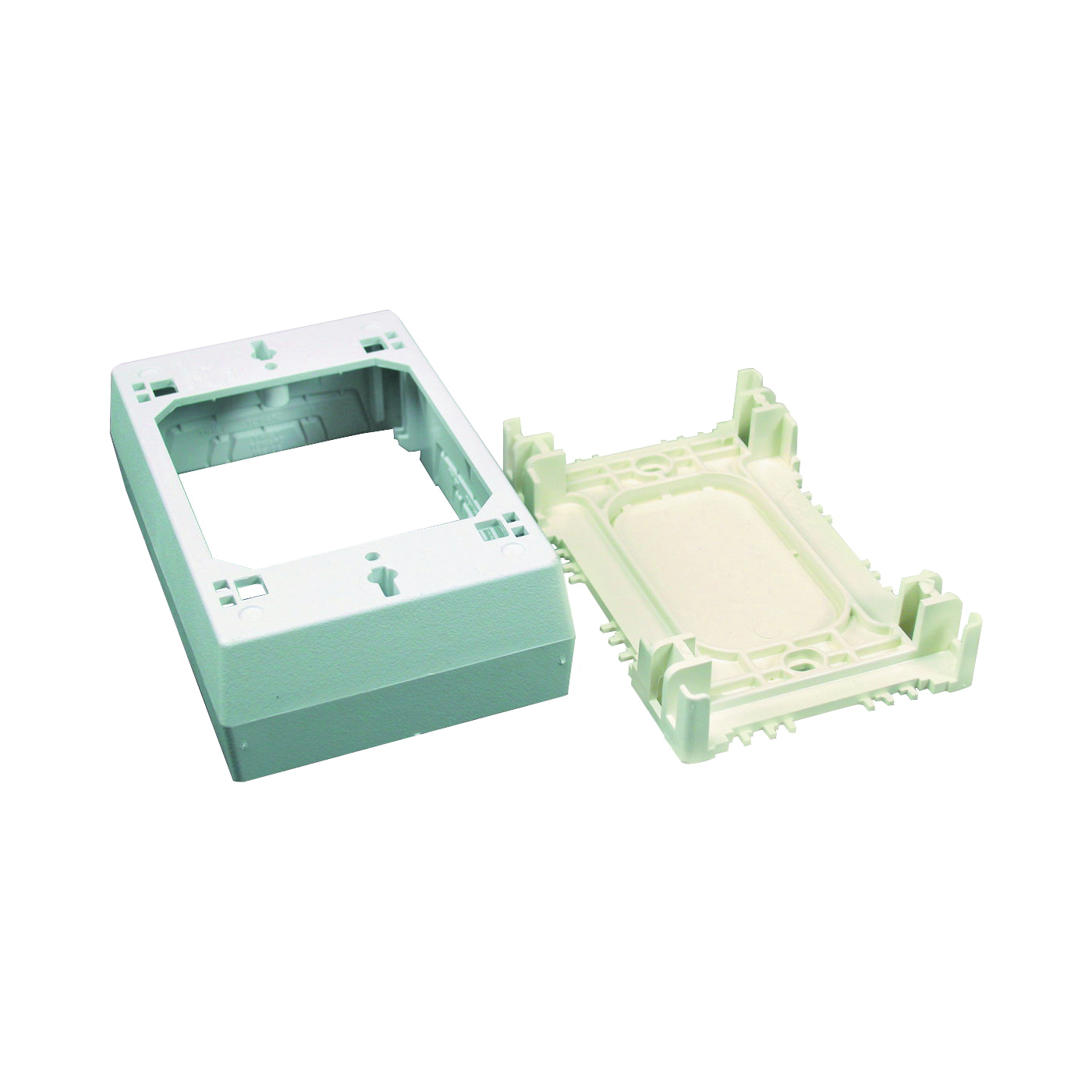 NMW Series NMW3 Outlet Box, 1-Gang, Plastic, White, Wall Mounting