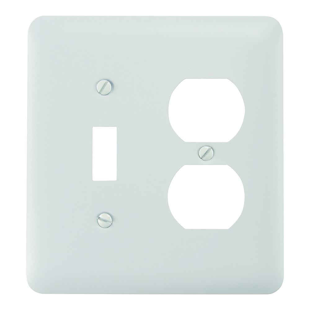 935TDW Combination Wallplate, 5 in L, 4-5/8 in W, 2-Gang, Steel, White, Matte