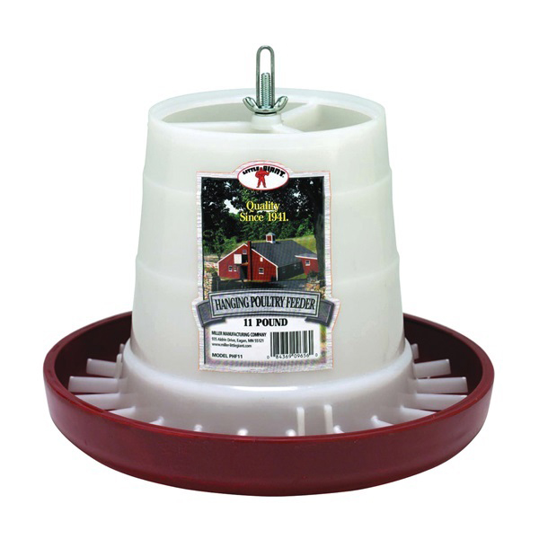 PHF11 Poultry Feeder, 11 lb Capacity, Plastic, White/Red, Hanging Mounting