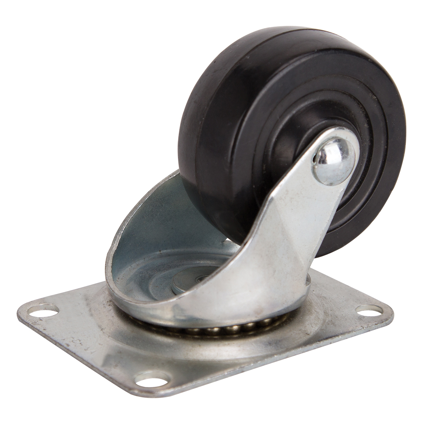 JC-H07 Swivel Caster, 3 in Dia Wheel, 1.23 in W Wheel, Rubber Wheel, Black, 210 lb, Steel Housing Material
