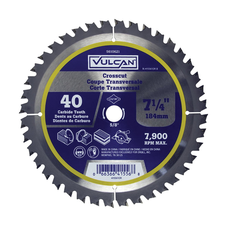 415561OR Circular Saw Blade, 7-1/4 in Dia, 5/8 and 13/16 Diamond in Arbor