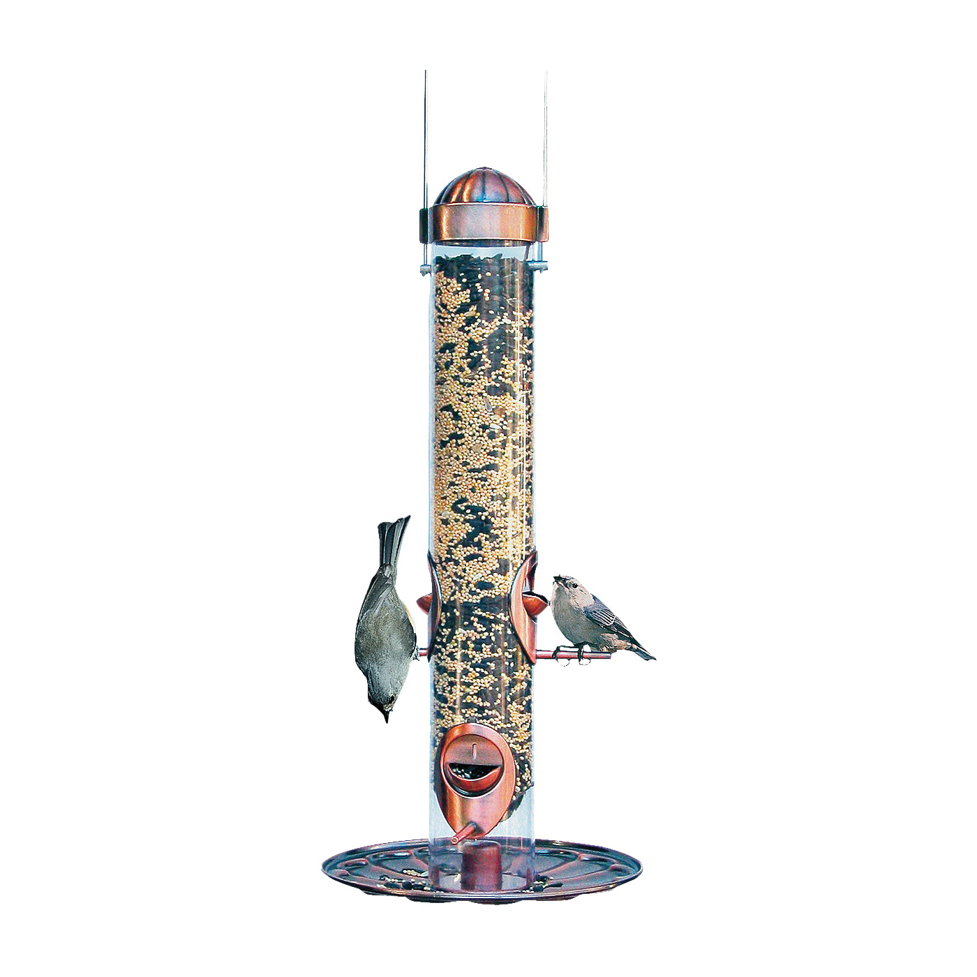 385-2 Wild Bird Feeder, 17 in H, Copper, 1.8 lb, Plastic, Clear, Antique Copper, Hanging, Pole