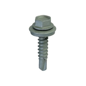21412 Roofing Screw, #12 Thread, Coarse Thread, Hex Drive, Drill Point, Steel, Zinc, 80 PK