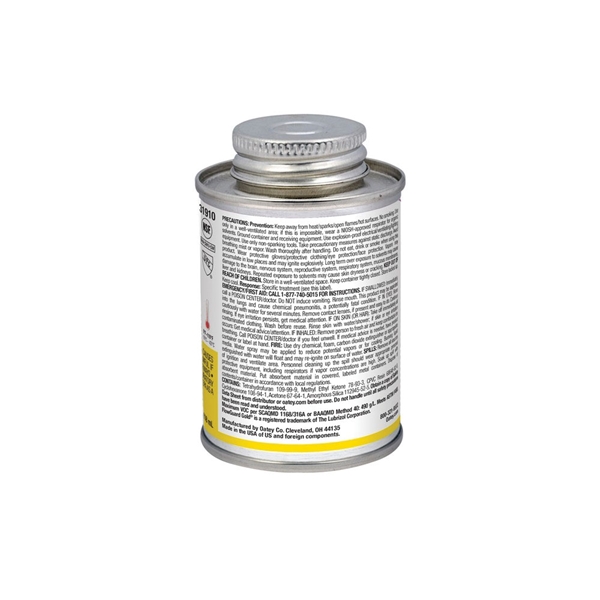 Oatey 31910 Solvent Cement, 4 oz Can, Liquid, Yellow - 1