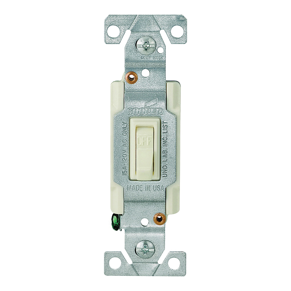 Wiring Devices 1301-7V10 Toggle Switch, 1-Pole, 15 A, 120 V, Lead Wire Terminal, Ivory