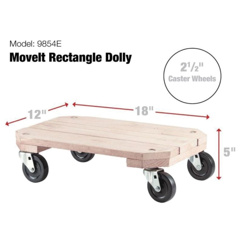 Shepherd Hardware 9854 Plant Dolly, 360 lb, 12 in W, 18 in L, Wood Platform, Swivel Caster, Rubber Caster - 2
