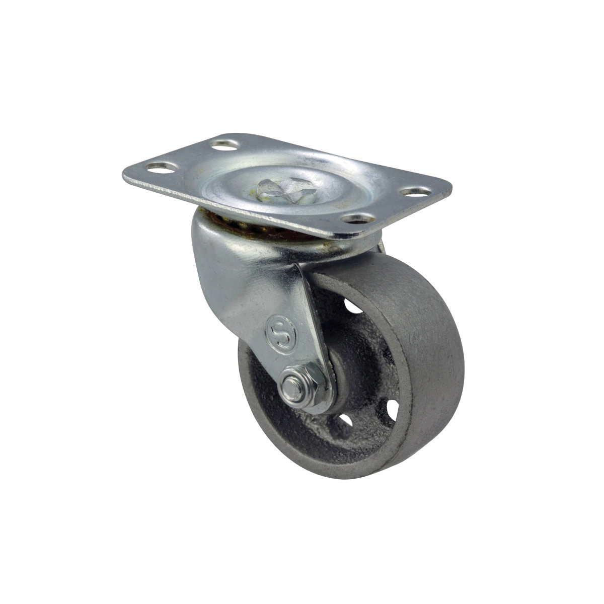 9174 Swivel Caster, 2 in Dia Wheel, 1 in W Wheel, Iron Wheel, Silver, 125 lb