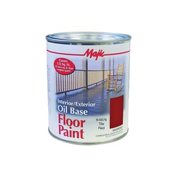 8-0076-2 Floor Paint, Medium-Gloss, Tile Red, 1 qt, Can, Oil Base, Application: Brush, Pad, Roller