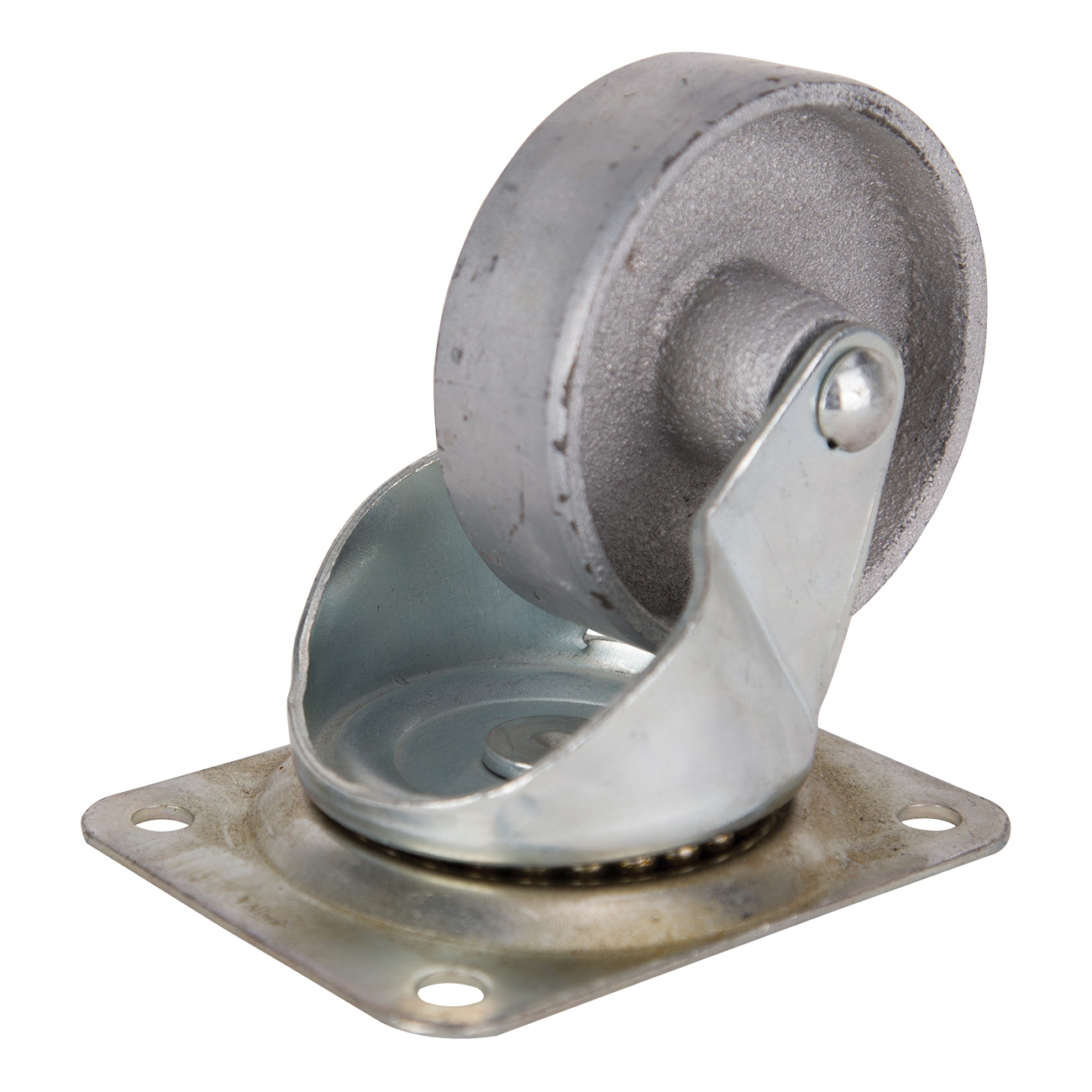 JC-S08 Swivel Caster, 4 in Dia Wheel, 1-1/4 in W Wheel, Steel Wheel, Gray, 500 lb, Steel Housing Material