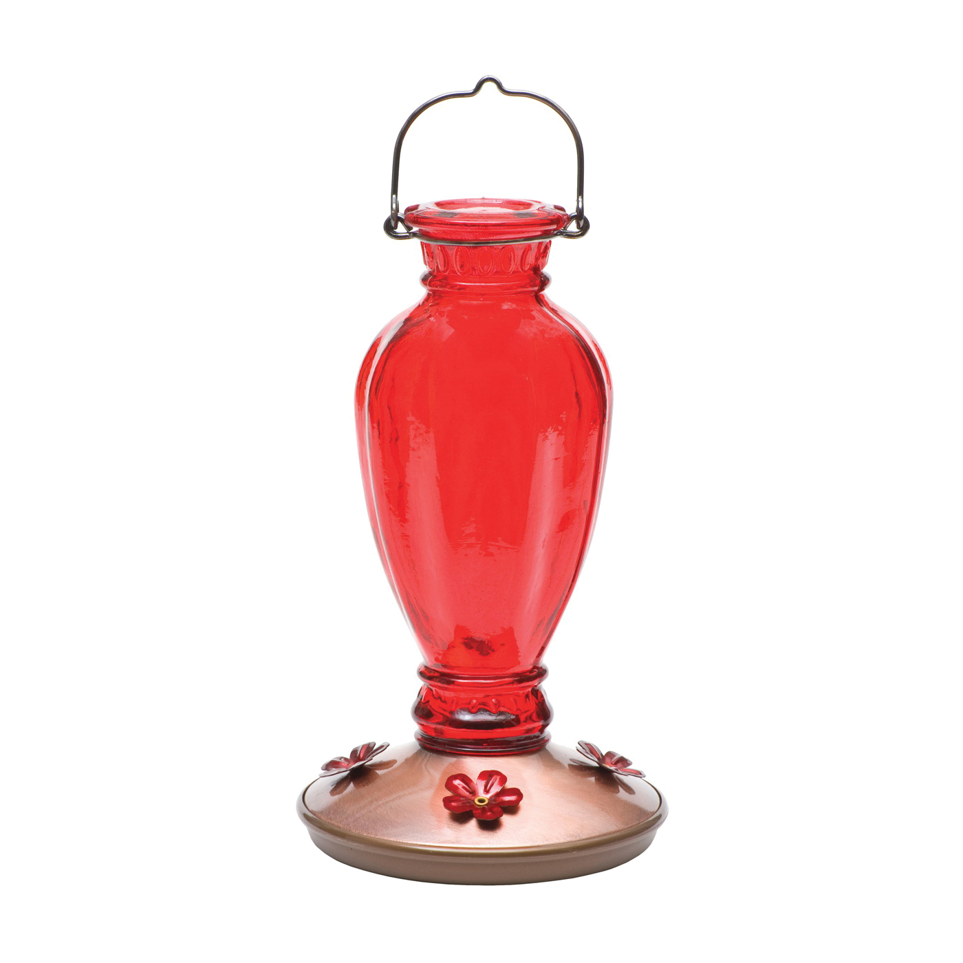 8133-2 Bird Feeder, Daisy Vase Vintage, Nectar, 18 oz, 4-Port/Perch, Glass, Red, 12.7 in H, 9.8 in L, 6.9 in W