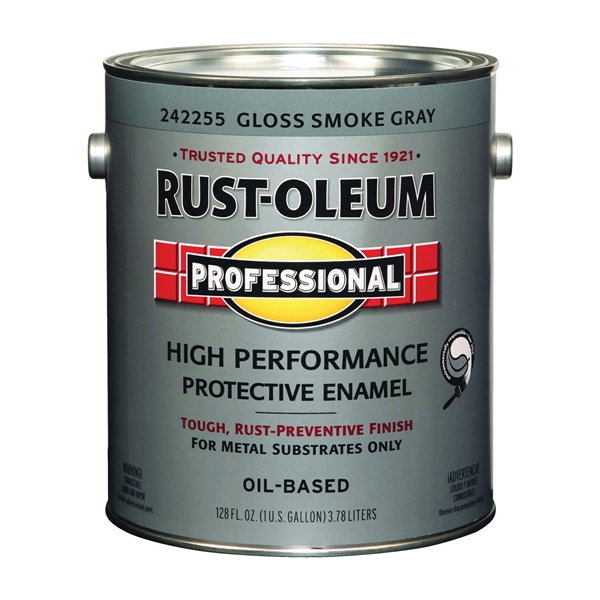 Professional 242255 Enamel Paint, Oil Base, Gloss Sheen, Smoke Gray, 1 gal, Can, 255 to 435 sq-ft/gal Coverage Area