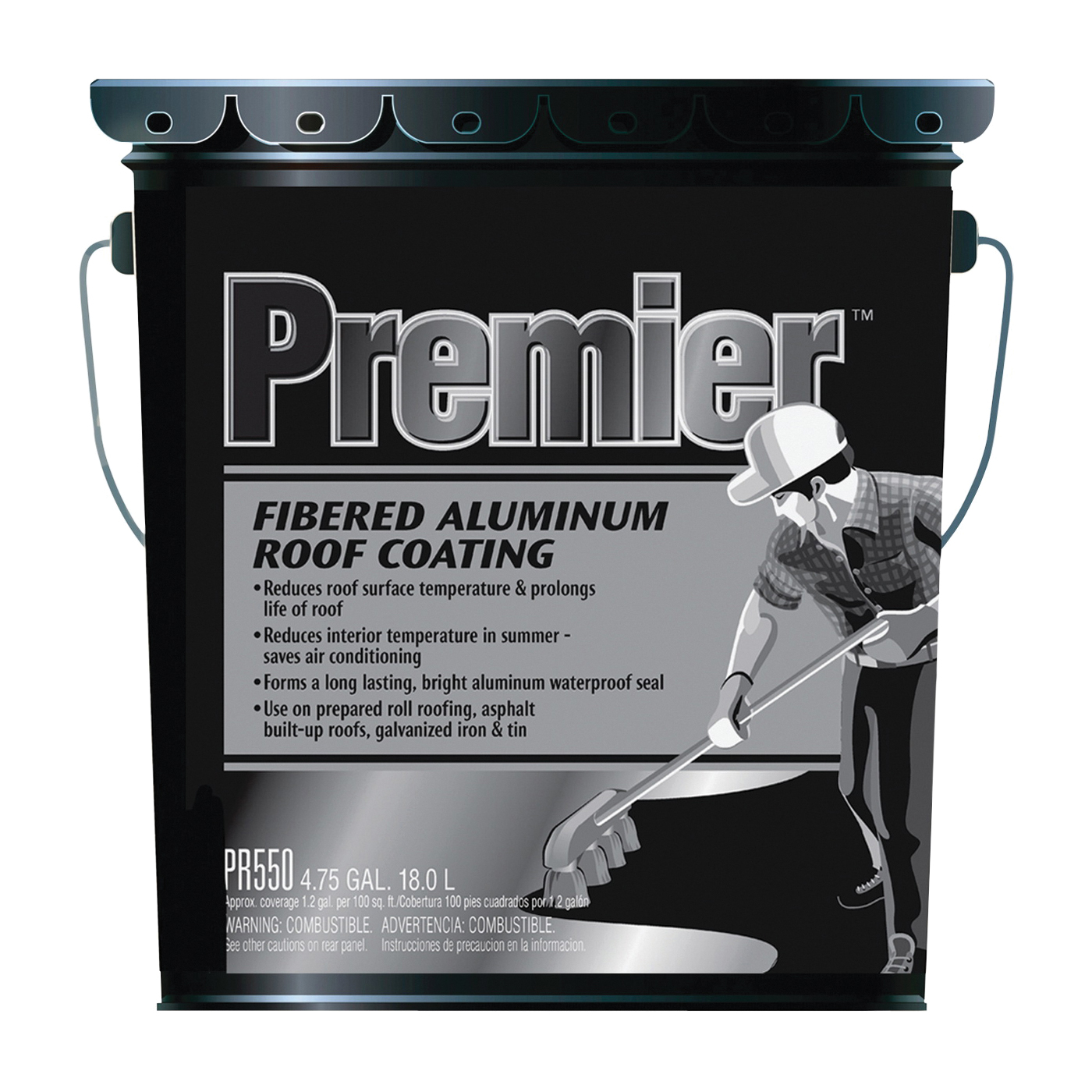 PR550070 Roof Coating, Silver, 18 L Pail, Liquid