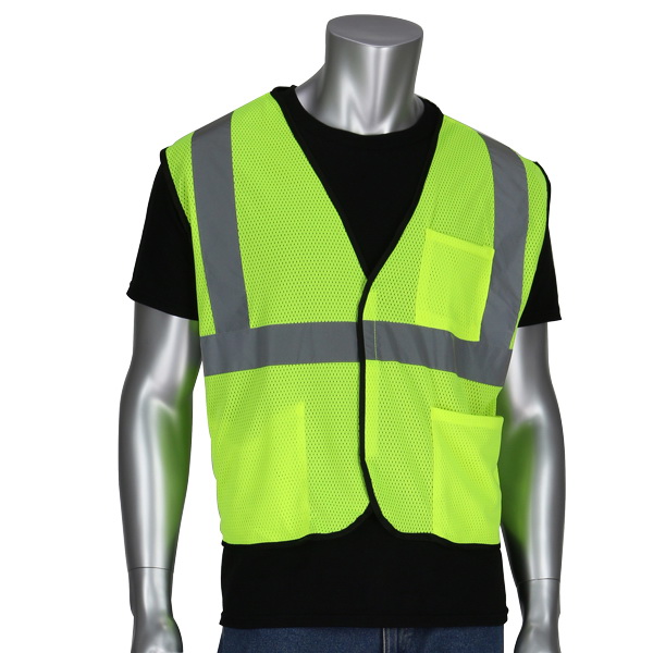 CVCL2MLXL Safety Vest, XL, Polyester, Lime Yellow, Hook-and-Loop Closure