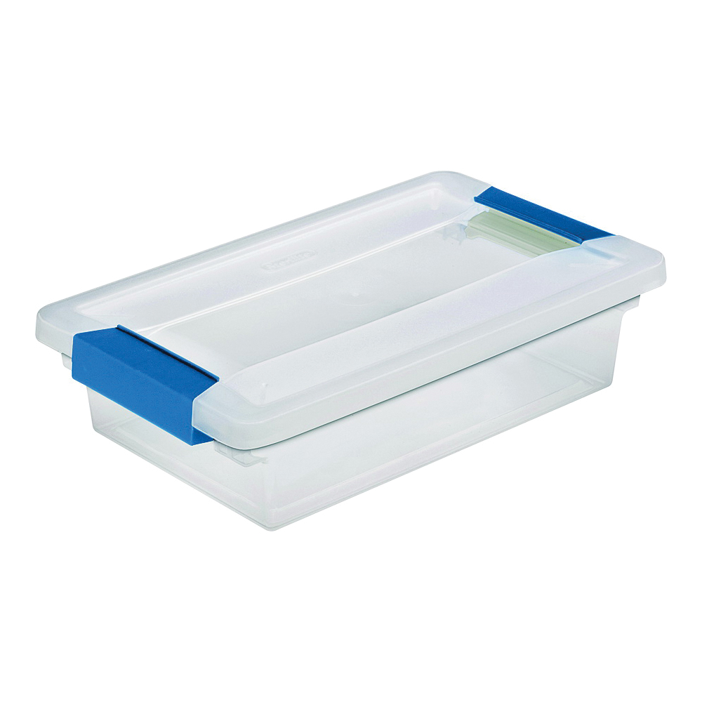 19618606 Clip Box, Plastic, Blue Aquarium/Clear, 11 in L, 6-5/8 in W, 2-3/4 in H