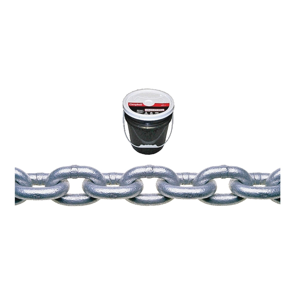 Campbell 014-0433 Proof Coil Chain, 1/4 in, 141 ft L, 30 Grade, Steel, Galvanized - 2