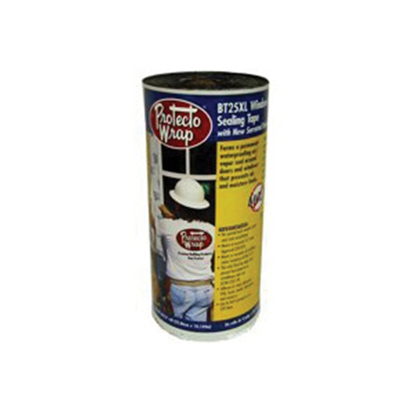 Protecto Wrap BT25XL 8425B12754SSW Window and Door Flashing Tape, 75 ft L, 12 in W, HDPE, Gray/White - 1