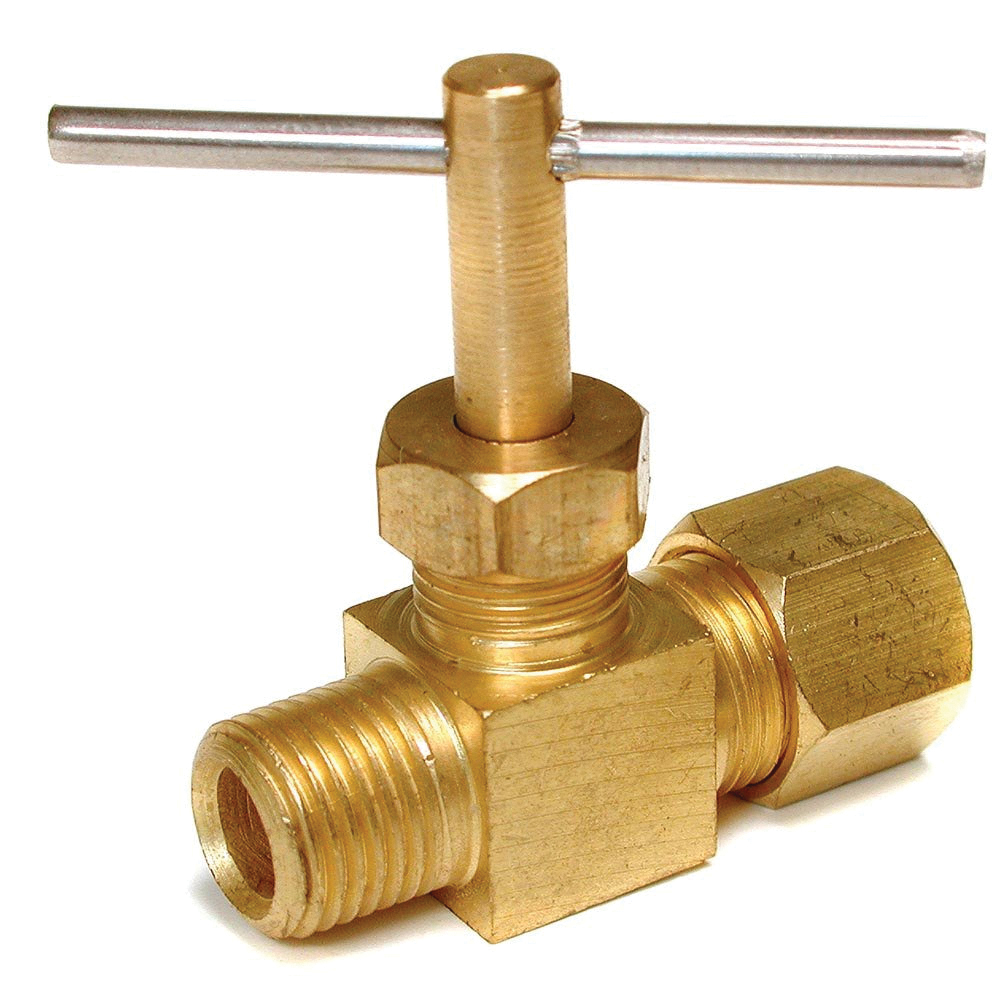 9421 Straight Needle Valve, 1/4 x 1/8 in Connection, CC x MPT, Brass Body