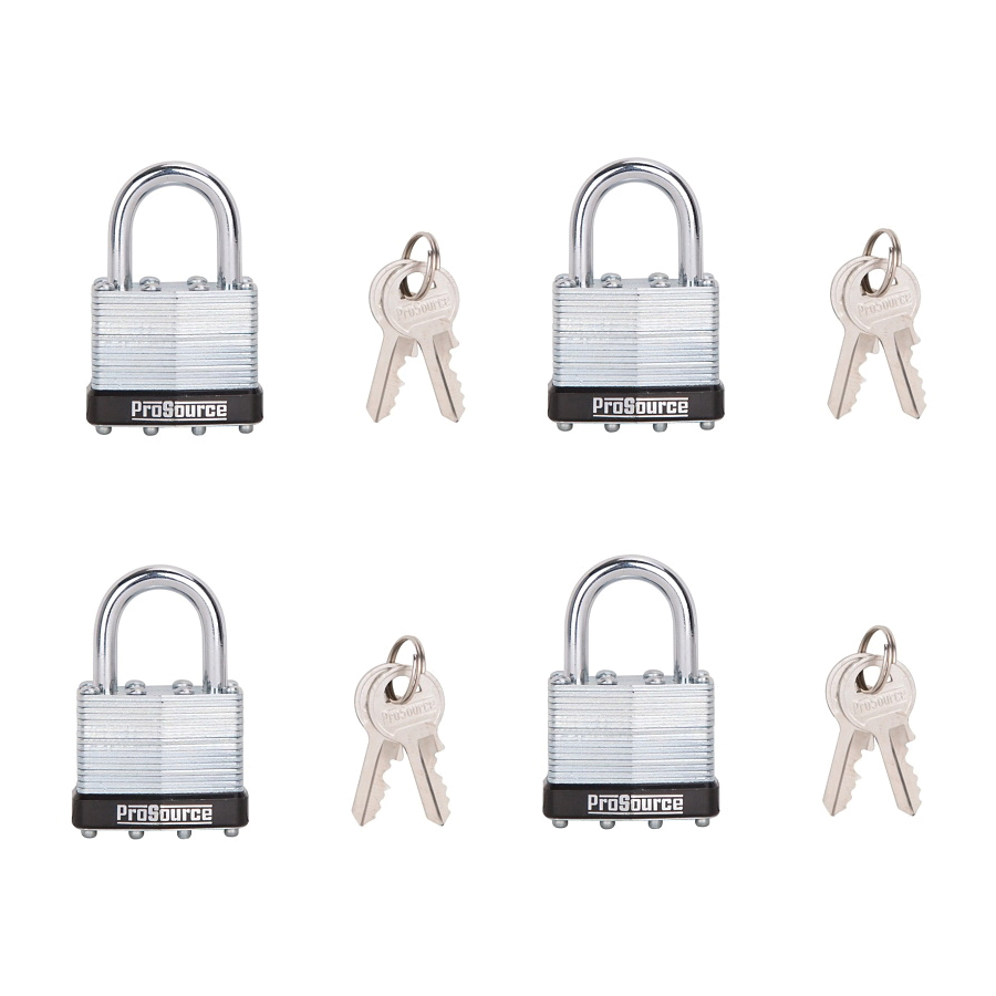 HD-3DX4-3L Padlock Set, Standard Shackle, 1/4 in Dia Shackle, 1-1/4 in H Shackle, Steel Shackle, Steel Body