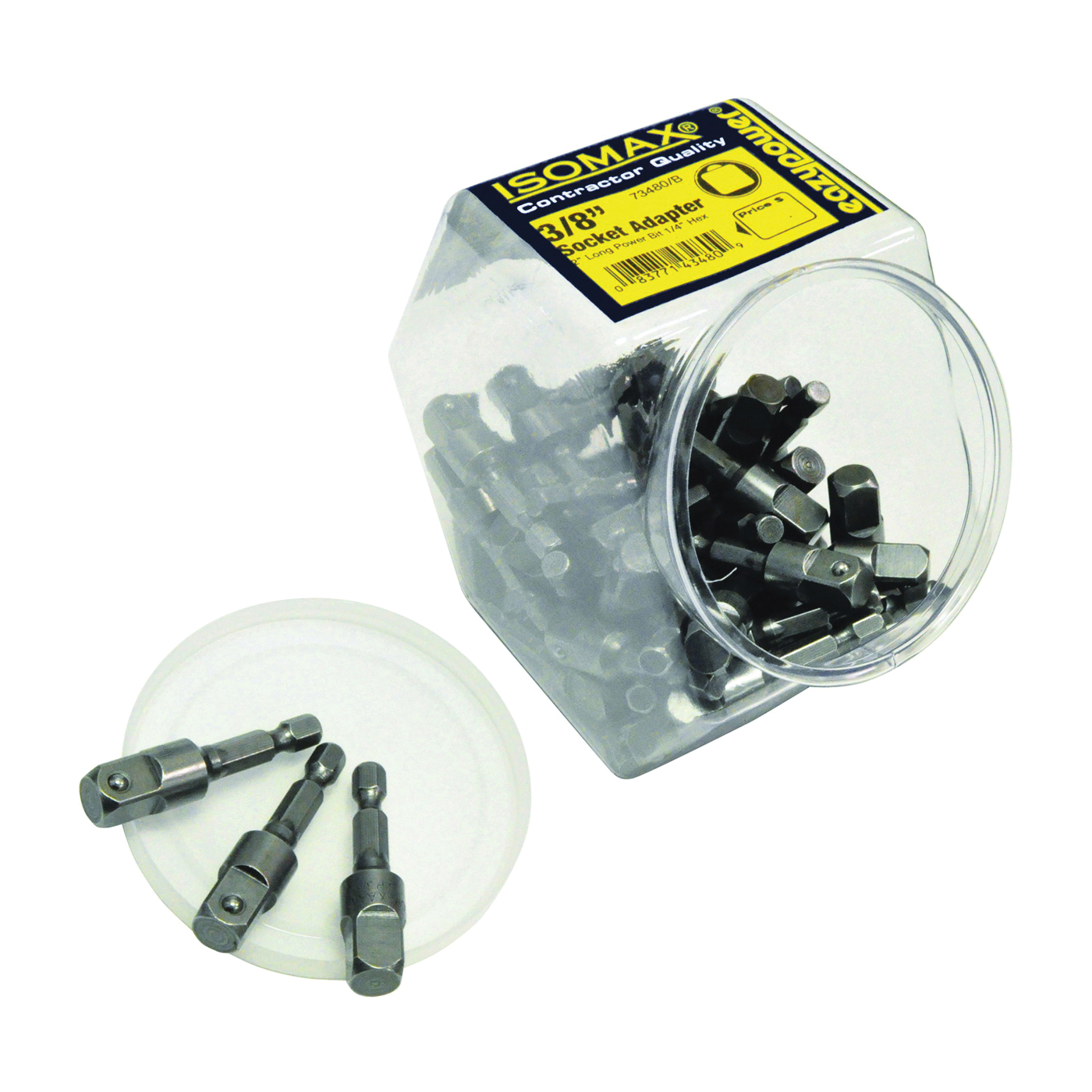 00480 Socket Adapter, 3/8 in Drive, Square Drive, 2 in L, Steel, 50 pk