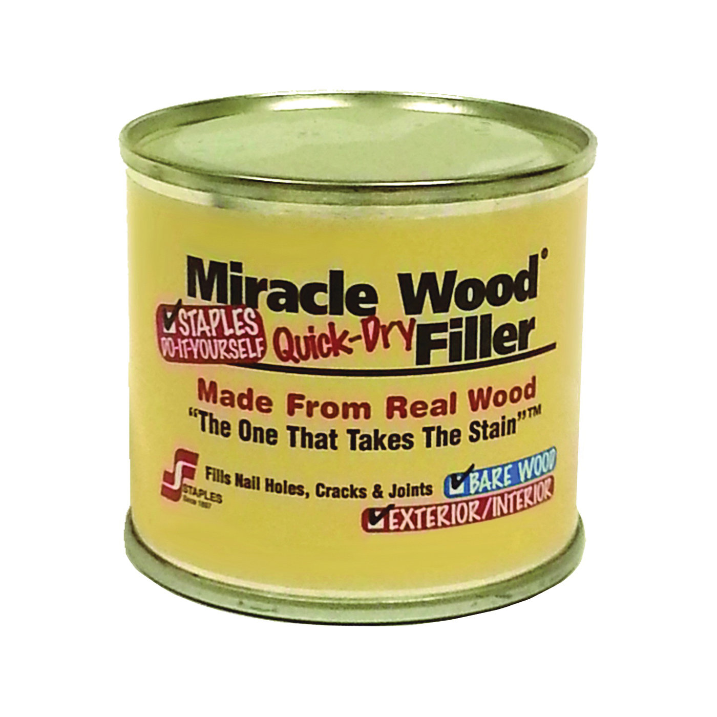 Miracle Wood 901 Wood Filler, Putty, Strong Solvent, Natural, 0.25 lb