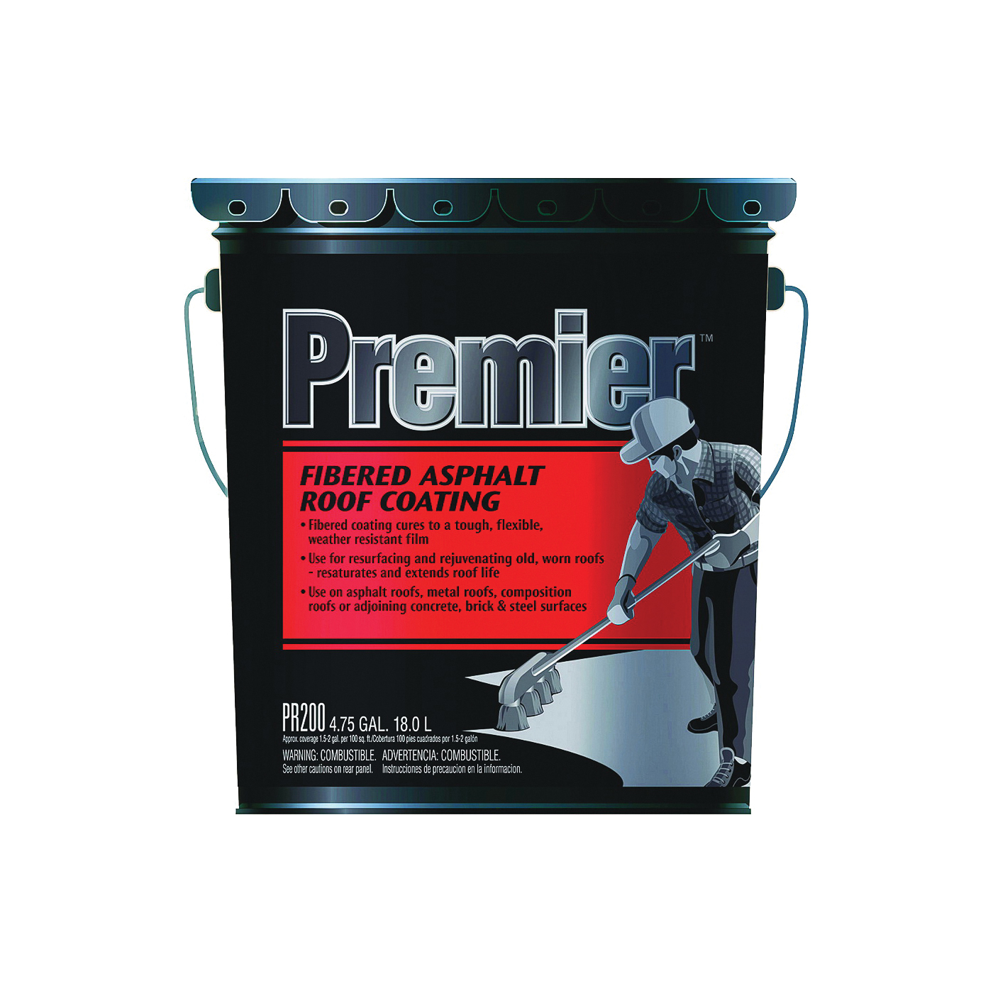 PR200070 Roof Coating, Black, 18 L Pail, Liquid