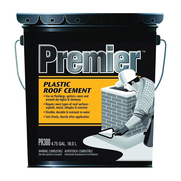 PR300070 Plastic Roof Cement, Black, Liquid, Paste, 4.75 gal
