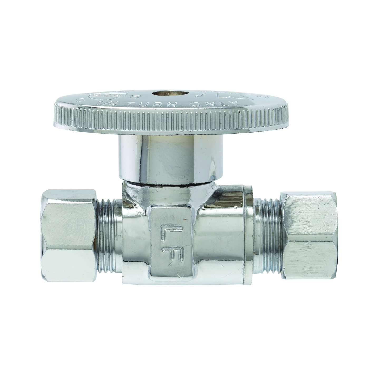 PP20064LF Shut-Off Valve, 3/8 in Connection, Compression, Quarter-Turn Actuator, Brass Body