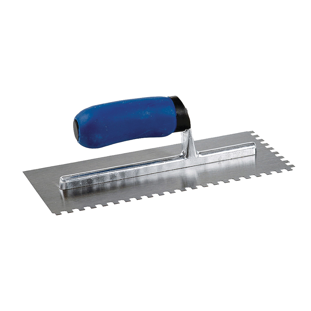 49112 Tile Installation Trowel, 11 in L, 4-1/2 in W, Square Notch, Comfort Grip Handle, Black/Yellow Handle