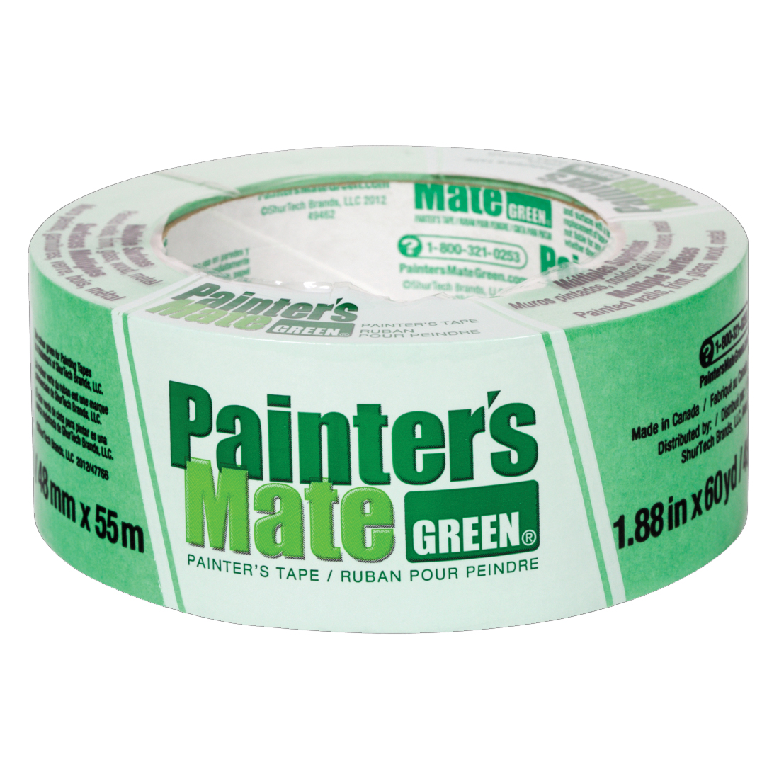 Painter's Mate 667016 Painter's Tape, 60 yd L, 1.88 in W, Green